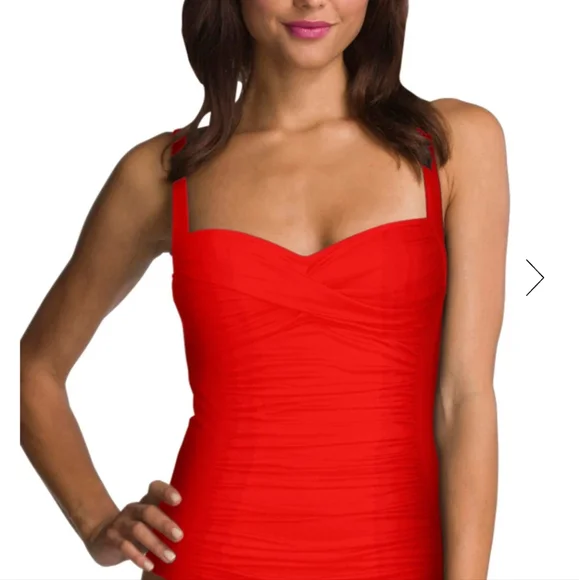 LA BLANCA RED SWIMSUIT ONE PIECE WOMAN SIZE 8 - Picture 2 of 12